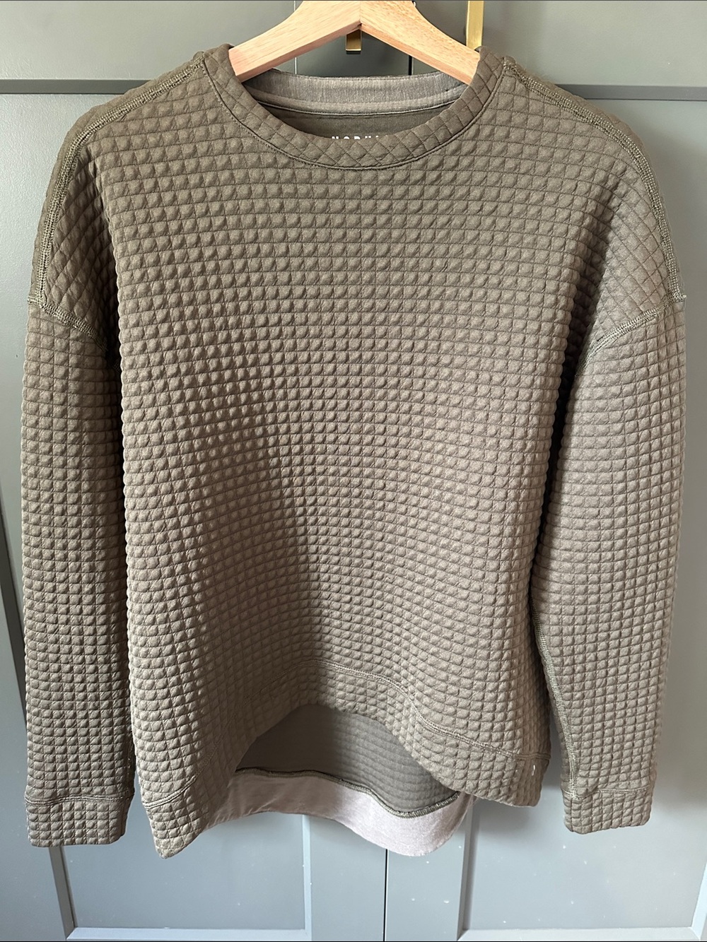 NOBULL Olive Quilted Crewneck Sweater